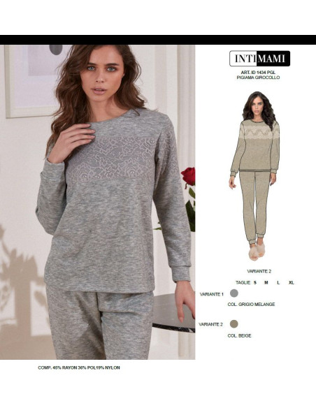 Women's warm plush jersey pajamas Intimami ID1434