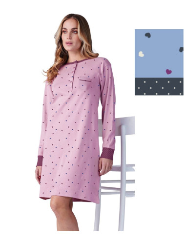 Camicia da notte donna in jersey di cotone caldo Karelpiu' KF9029