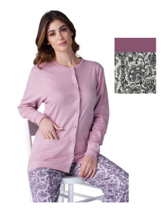 Pigiama donna aperto in jersey di cotone caldo Karelpiu' KF9044