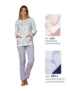 Pigiama donna aperto in jersey di cotone caldo Linclalor 92241