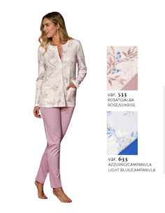 Pigiama donna calibrato aperto in jersey di cotone caldo Linclalor 92236