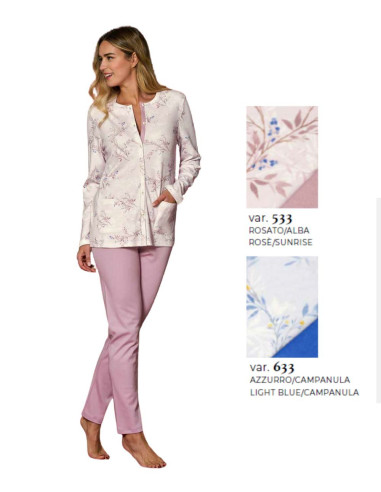 Women's calibrated opened warm cotton jersey pajamas Linclalor 92236