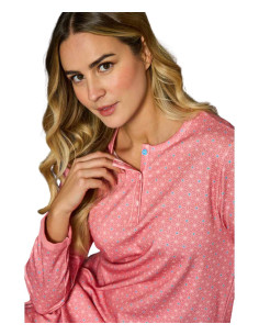 Pigiama donna a serafino in jersey di cotone caldo Linclalor 92222 2