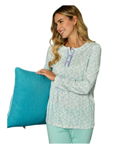 Pigiama donna a serafino in jersey di cotone caldo Linclalor 92213