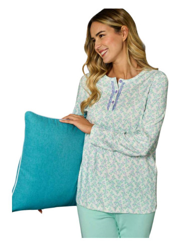 Pigiama donna a serafino in jersey di cotone caldo Linclalor 92213