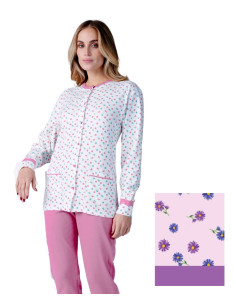 Women's warm cotton jersey OPENED pajamas Karelpiu' KF9008