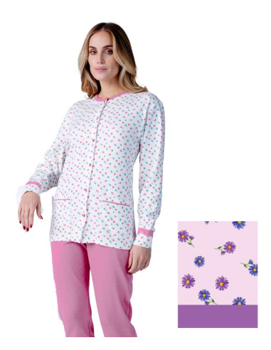 Women's warm cotton jersey OPENED pajamas Karelpiu' KF9008