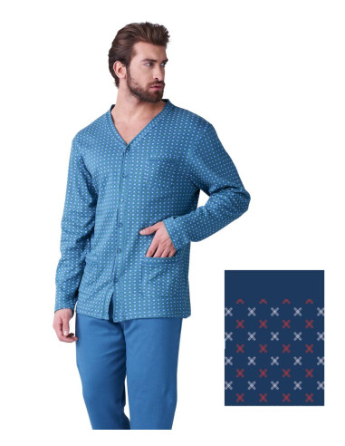 Men's warm cotton jersey opened pajamas Karelpiu' KF9325