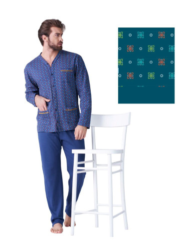 Men's warm cotton jersey opened pajamas Karelpiu' KF9310