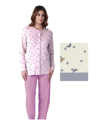 Women's calibrated warm cotton jersey OPENED pajamas Karelpiu' SK9034