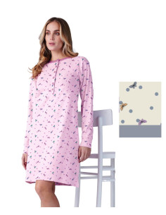 Camicia da notte donna in jersey di cotone caldo Karelpiu' KF9210
