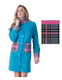 Women's coral pile dressing gown with buttons Karelpiu' KF9249