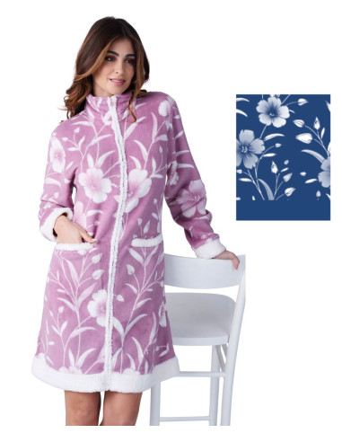 Women's coral pile dressing gown with zip Karelpiu' KF9210
