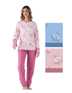 Women's warm cotton jersey opened pajamas Pigiamiamoci 4102