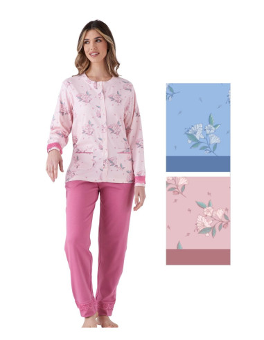 Women's warm cotton jersey opened pajamas Pigiamiamoci 4102