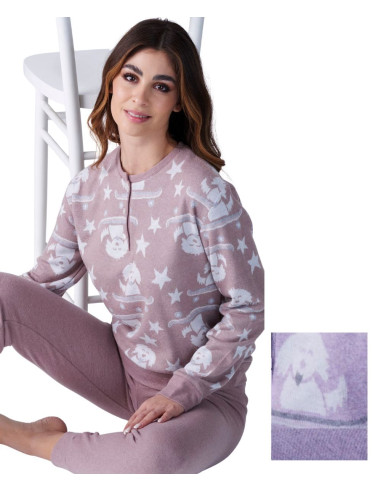 Woman warm plush cotton jersey pajamas Karelpiù SK9269