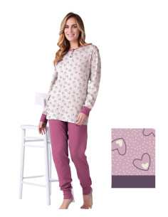 Women's warm cotton jersey pajamas Karelpiu' KF9036
