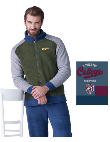 Pigiama uomo con giacca aperta in caldo PILE coral Karelpiu' KF9370