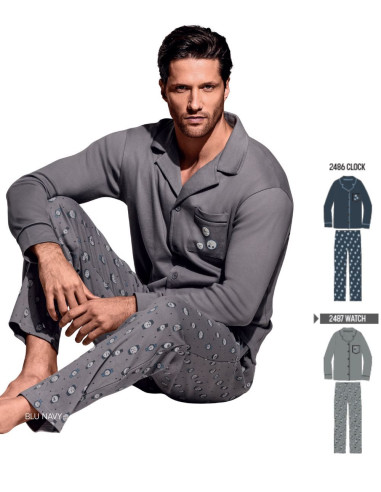 Pigiama aperto in jersey di cotone caldo Infiore Uomo Timeout TMT753635