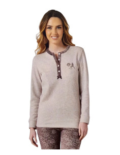 Women's calibrated warm plush cotton jersey pajamas Irge CDPM240