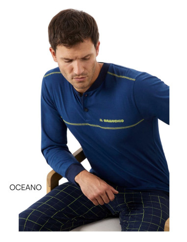 Men's seraph cotton jersey long pajamas Il Granchio GP1141