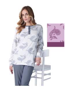 Pigiama donna in jersey di cotone caldo Karelpiu' SK9041