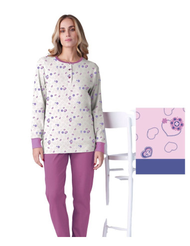Women's warm cotton jersey pajamas Karelpiu' SK9039