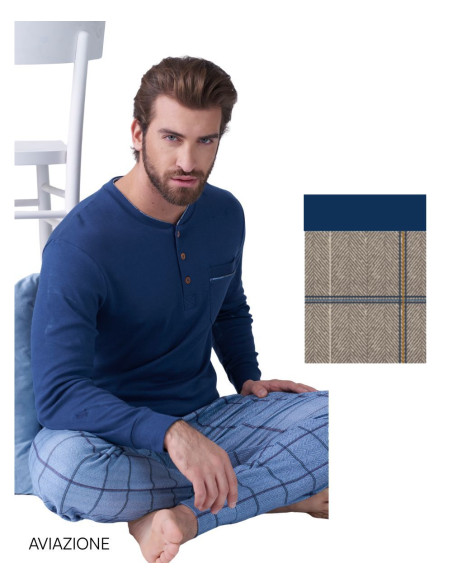 Men's warm cotton jersey pajamas Karelpiu' SK9326