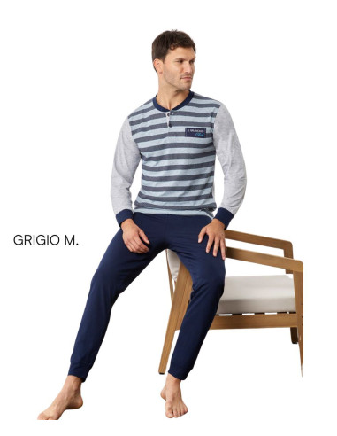 Pigiama uomo a manica lunga in jersey di cotone Il Granchio GP1142
