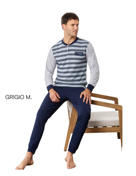 Pigiama uomo a manica lunga in jersey di cotone Il Granchio GP1142