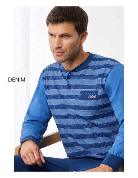 Men's seraph cotton jersey long pajamas Il Granchio GP1142