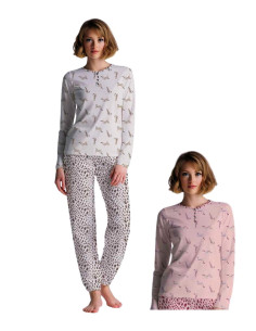 Pigiama donna a serafino in jersey di cotone Cippi 1052