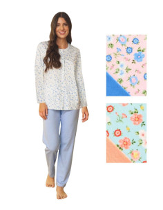 Women's long sleeves opened cotton jersey pajamas Linclalor 75410