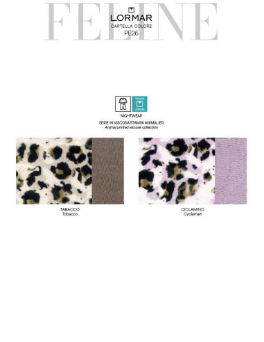 Woman patterned viscose jersey pajamas Lormar Feline FEL654072
