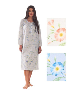 Women calibrated long sleeves cotton jersey nightdress Linclalor 75364