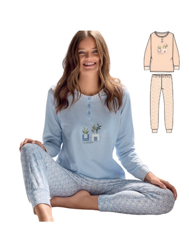 Women's long sleeves cotton jersey pajamas Infiore Mosaic MSC654289