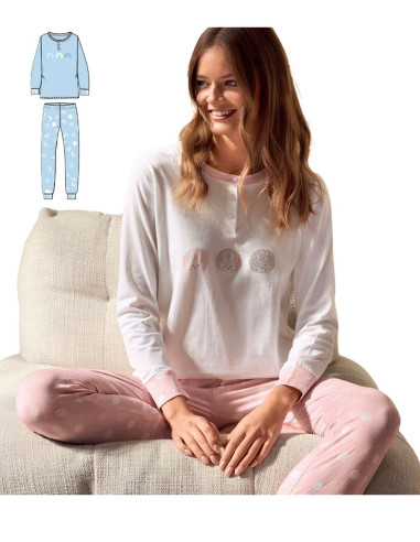 Women's long sleeves cotton jersey pajamas Infiore Sweetheart SWT654003