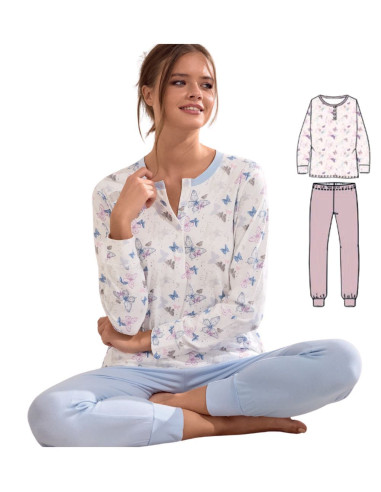 Women's long sleeves cotton jersey pajamas Infiore Volare VLR654221