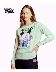 Pigiama donna a manica lunga in jersey di cotone Hello Spank SFD3834H
