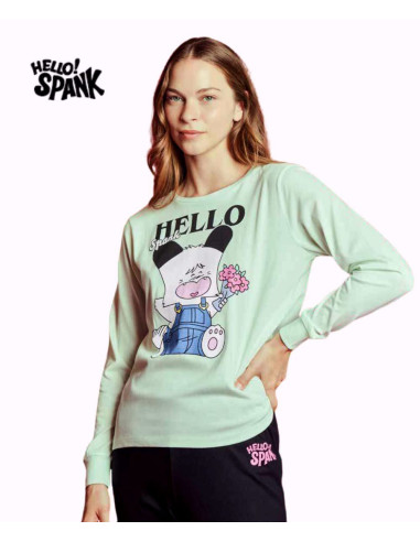Pigiama donna a manica lunga in jersey di cotone Hello Spank SFD3834H