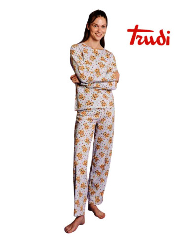 Pigiama donna a manica lunga in jersey di cotone Trudy TRD3847