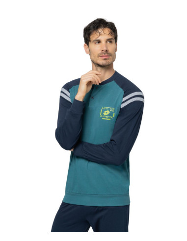 Pigiama uomo lungo a serafino in jersey di cotone Lotto LP1220