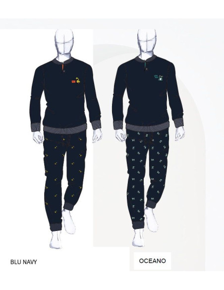 Men's long sleeves cotton jersey pajamas Navigare 142005
