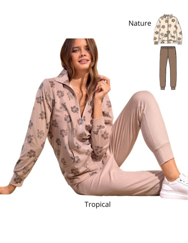 Tuta donna homewear in ciniglia Infiore Ibiscus IBS604206