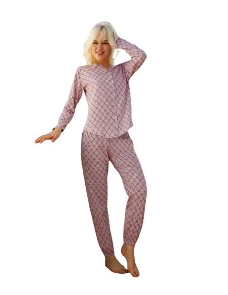 Woman's opened cotton jersey pajamas Jadea 3234
