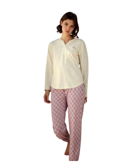 Woman's long sleeves cotton jersey pajamas Jadea 3235