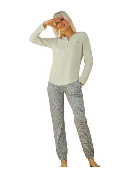 Woman's long sleeves cotton jersey pajamas Jadea 3235