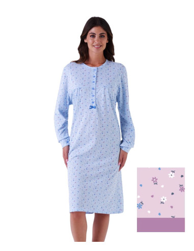 Women's long sleeves calibrated cotton jersey nightdress Karelpiu' 0060C