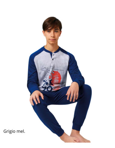 Boy's cotton jersey long pajamas Il Granchietto GP4153