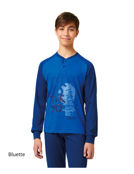 Boy's cotton jersey long pajamas Il Granchietto GP4153